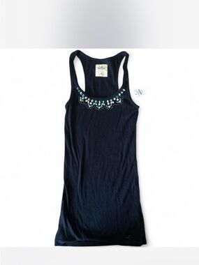 Vintage Hollister Navy Tank with Beaded Neckline